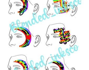Pride rainbow face paint design board