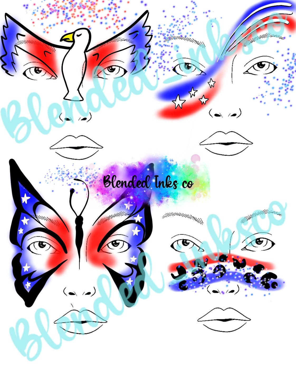 4th of July face painting menu, image size:1122x1452