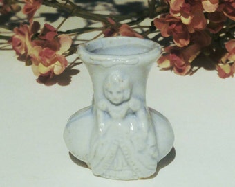Vintage Miniature Porcelain Relief Vase Japan Collectible Knick Knack