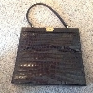 Vintage Black Sackville Handbag with lock and key