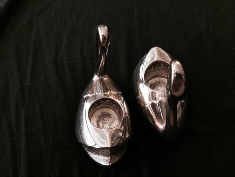 Silver Plated Swan Candle Holders Etsy