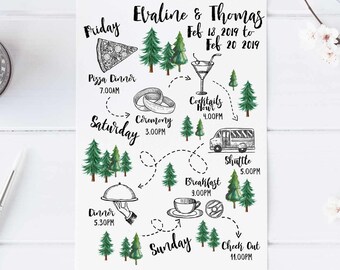 Custom Wedding Itinerary Printable, Order of Events Timeline (Digital File)