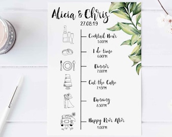 Custom Wedding Itinerary Order of Events Printable Wedding Timeline Wedding Weekend Itinerary Big Day Guest Timeline Schedule Bridal Party 2