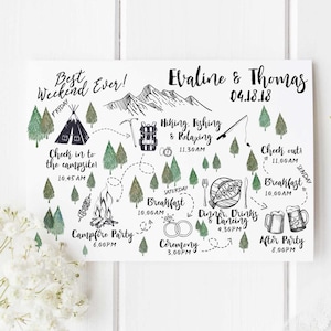 Custom Wedding Itinerary Order of Events Printable Wedding Timeline Wedding Weekend Itinerary Big Day Guest Timeline Schedule Bridal Party 2