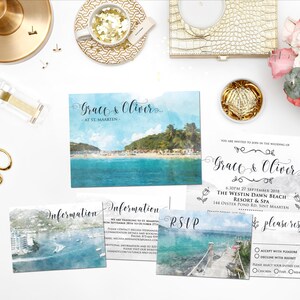 Digital Printable Invitations Destination Mariage ST. MARTIN MAARTEN Plage Aquarelle Mariage Invitation Set Enregistrer la Date Carte Carte ID757