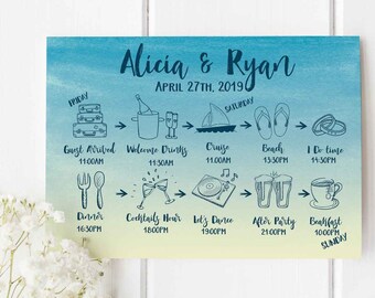Custom Wedding Itinerary Order of Events Printable Wedding Timeline Wedding Weekend Itinerary Big Day Guest Timeline Schedule Bridal Party 2