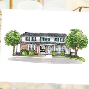 Custom Hand Painted House Portrait, Hand Drawn House Illustration in Ink & Watercolor, Printable Art for Christmas Gift or Housewarming Gift
