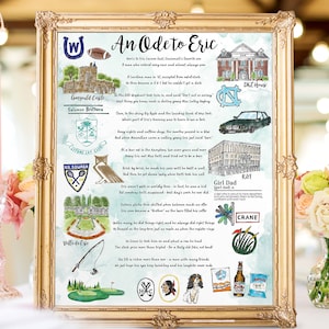 Individuelles Geschenk zum Ruhestand oder Weihnachtsgeschenk für Mama und Papa - Personalisierte Hand gezeichnete Aquarell Life Timeline & Career Map zur Dekoration des Hauses