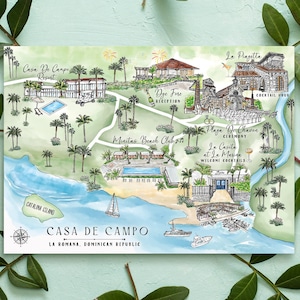 Mapa de boda de acuarela personalizado de 6 a 7 ubicaciones, mapa de Casa de Campo personalizado dibujado a mano para bolsa de bienvenida, guardar la fecha, itinerario, etc.