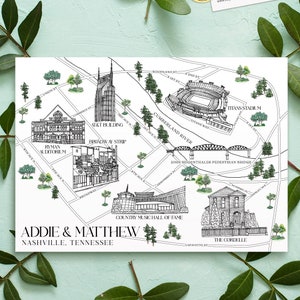 Personalisierte Landkarte für Hochzeiten: Nashville, 6-7 Städte (Digitaler Download)