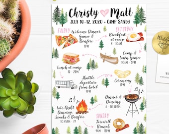 Custom Wedding Weekend Itinerary: Illustrated Timeline (Digital Printable)