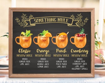 Digital Printable Wedding Bar Menu Sign, Signature Drinks Cocktails Signs, Moscow Mule Drink Sign Christmas New Year Chalkboard Sign IDM15