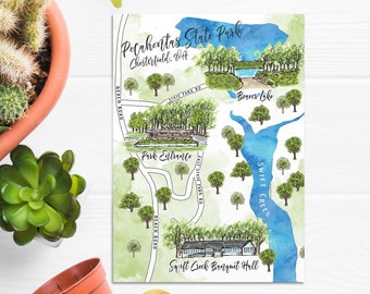 Custom Watercolor Wedding Map: Virginia, 1-3 Locations (Digital Download)