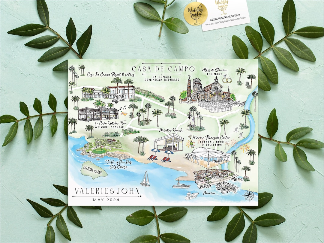Custom Watercolor Wedding Map, Personalized Hand Drawn Wedding Map for ...