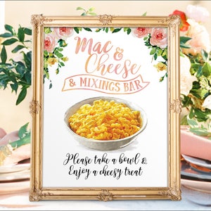 Digital Printable Wedding Mac and Cheese Food Bar Sign Dinner Signs Reception Table Sign Treats Sign Buffet Signs FS1