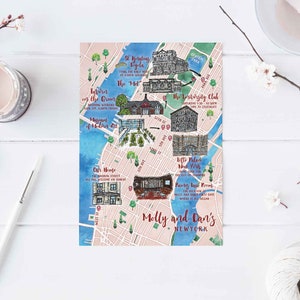 Custom Watercolor Wedding Map, Personalized Hand Drawn Wedding Map for Welcome Bag, Save the Date, Itinerary and Christmas Gift image 6