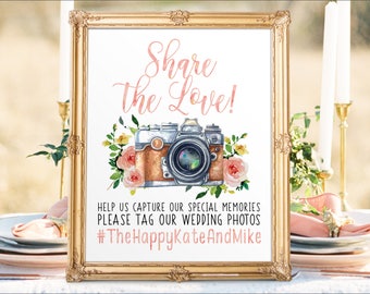 Botanical Wedding Instagram Sign: Share the Love (Digital Printable)