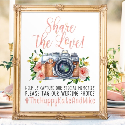 Social Media Hashtag Sign Printable Wedding Sign Editable - Etsy