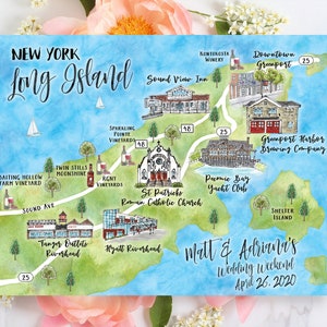 Custom Watercolor Wedding Map, Personalized Hand Drawn Wedding Map for Welcome Bag, Save the Date, Itinerary and Christmas Gift image 5