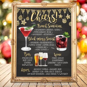 "Digital druckbares Hochzeit Bar Menü Schild, ""Seine und Sie"" Signatur Getränke Cocktails Schilder, Weihnachten Hochzeit Bar Menü Zeichen IDM49."
