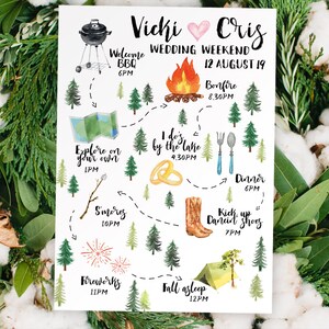 Custom Wedding Itinerary Order of Events Printable Wedding Timeline ...