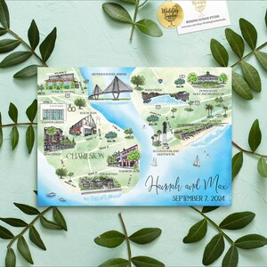 Custom Watercolor Wedding Map, Personalized Hand Drawn Wedding Map for ...