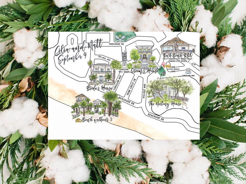 Custom Watercolor Wedding Map Carillon - Il 794xN.1637154128 Nj03 