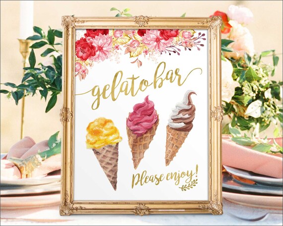 Wedding Dessert Bar Sign: Gelato & Ice Cream (Digital Printable)