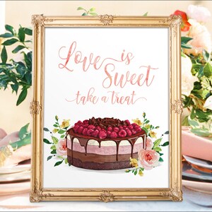 Digital Printable Wedding Dessert Bar Sign Love is Sweet Signs Sweets Table Sweet Treats Sign Candy Buffet Signs Chocolate Raspberry DS9