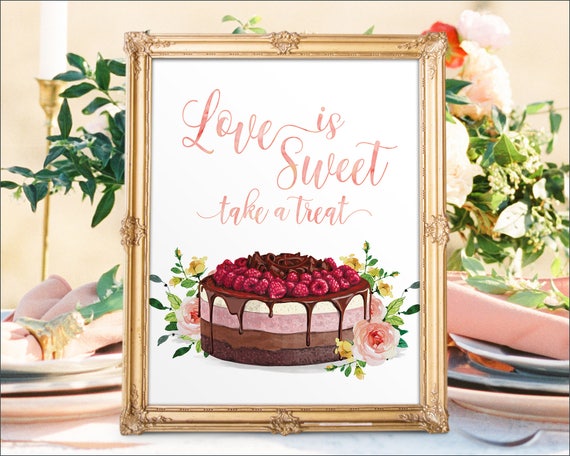 Wedding Dessert Bar Sign: Love is Sweet, Take a Treat (Digital Printable)