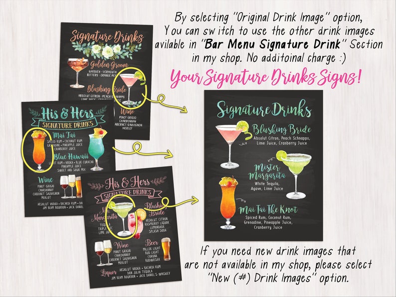Digital Printable Wedding Bar Menu Sign Watercolor Wedding - Etsy