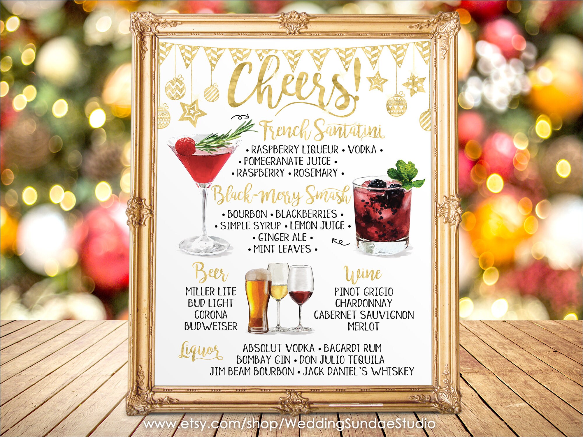 Digital Printable Wedding Bar Menu Sign His and Hers | Etsy