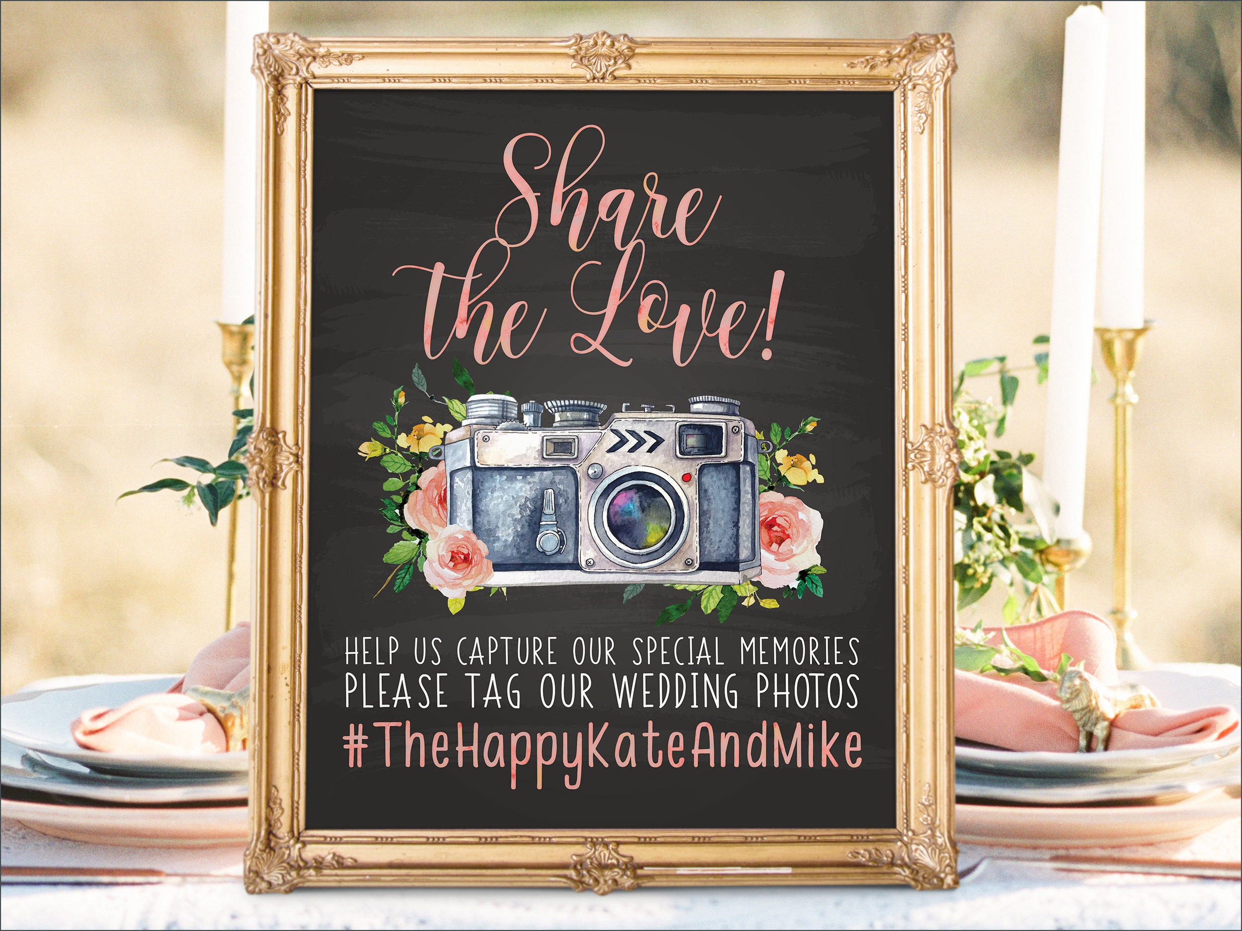 Botanical Wedding Sign: Share the Love, Instagram Hashtag (digital  Printable) - Etsy, image size:2500x1875