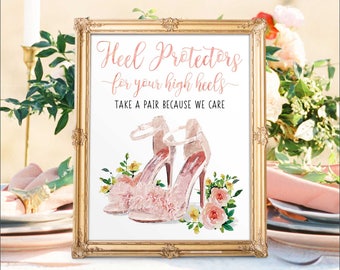 Letrero protector de tacones para boda, elegante diseño de tacones altos (impresión digital)