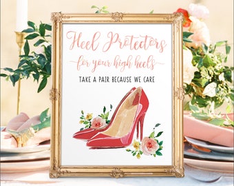 Letrero con protector de tacón para boda, diseño elegante para zapatos (impresión digital)