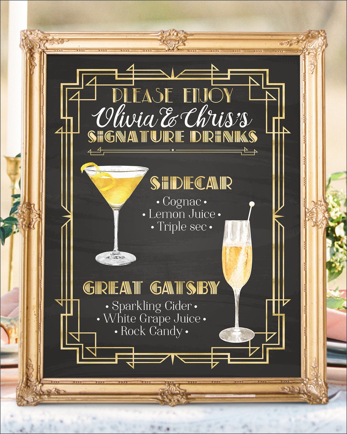 Digital Printable Great Gatsby Wedding Bar Menu Sign His and Etsy