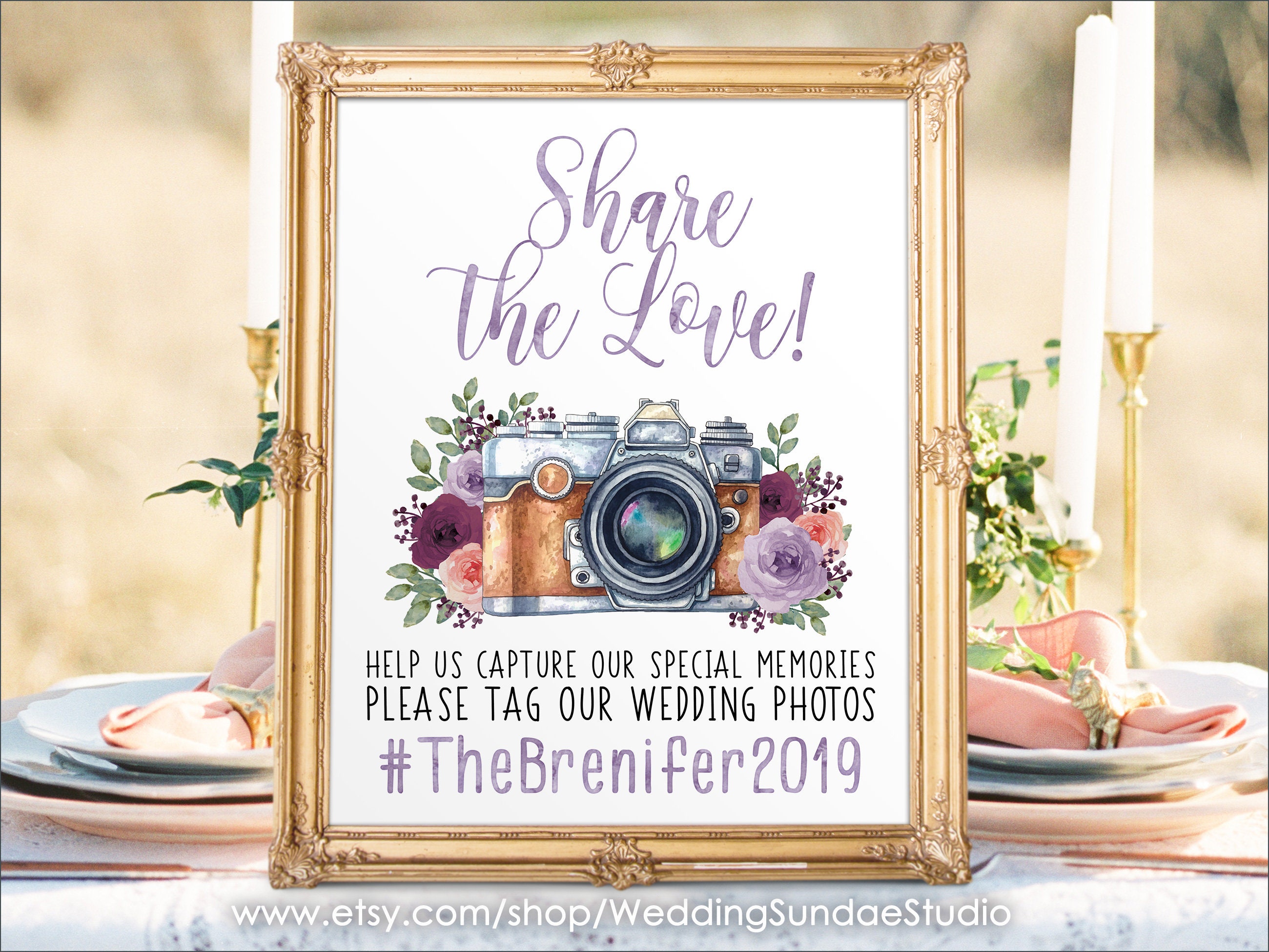 Botanical Wedding Social Media Sign: Share the Love, Instagram (digital  Printable) - Etsy, image size:2600x1950