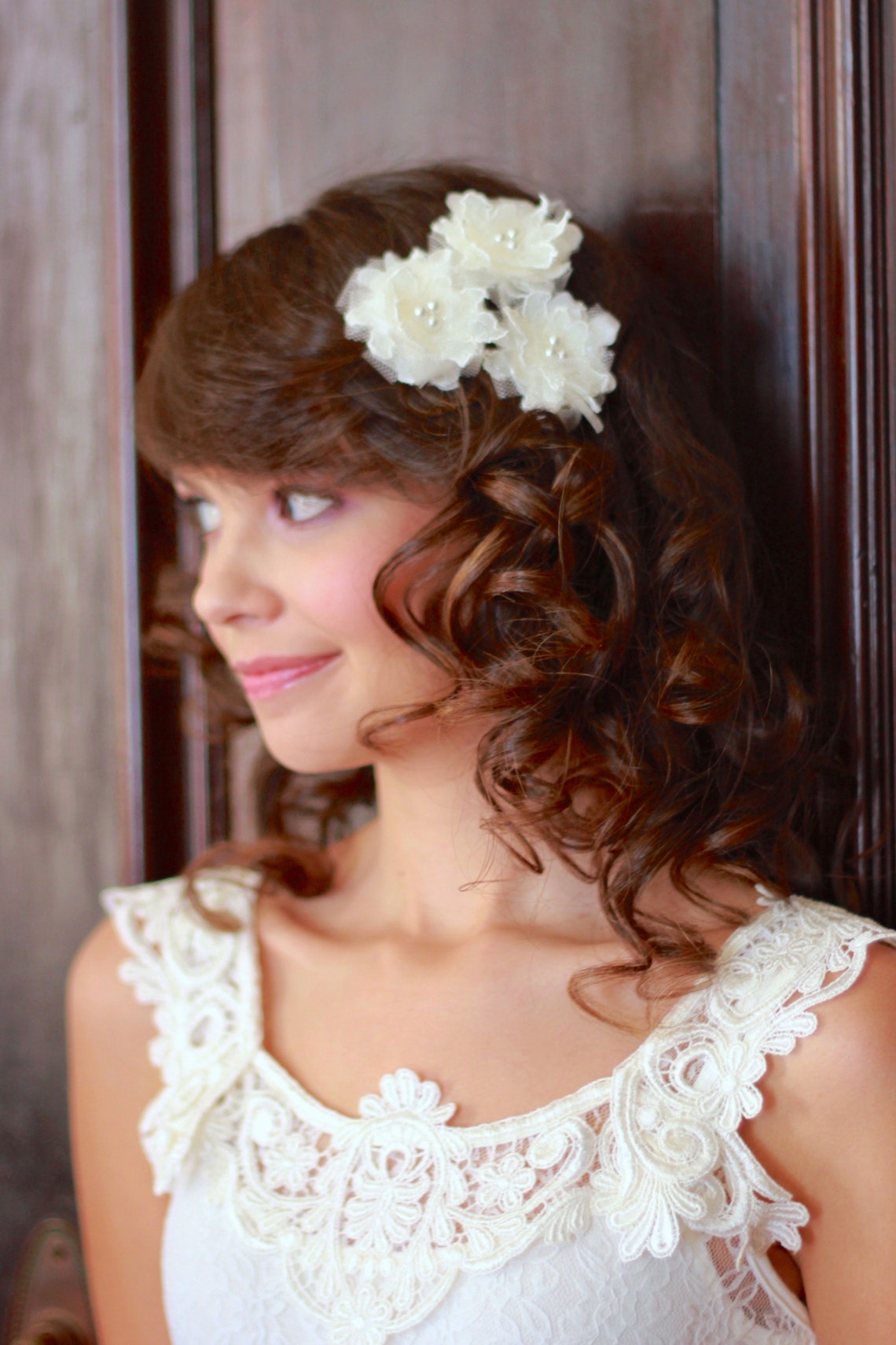 Set of 3 Flowers Hair Clips for Flower Girl Floral Hair Etsy