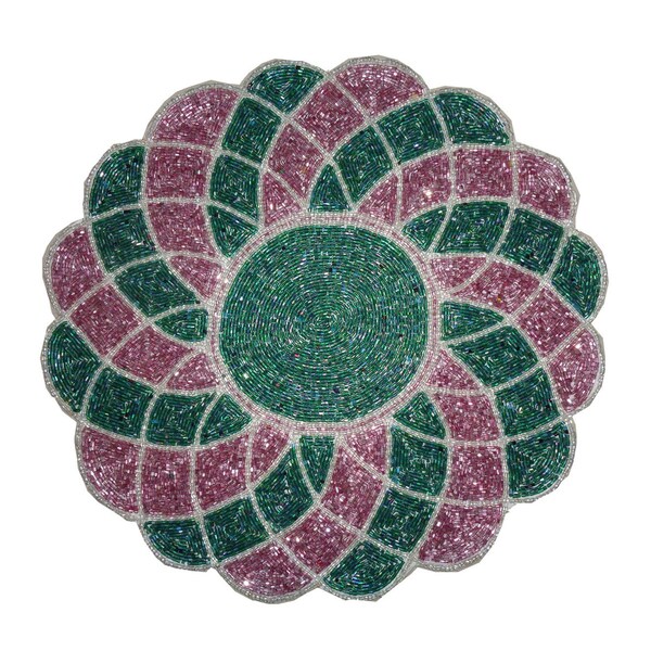 Hand crafted beautiful Beaded Round Table placemat 14" Centerpiece glass beads table mat table decoration