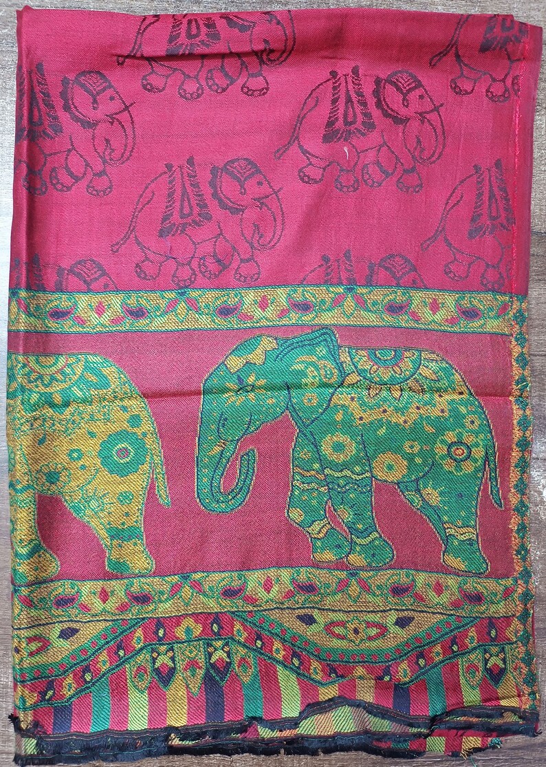 Pashmina Kaani shawl warm stole Body wrap elephant design exclusive silk Jamawar Soft Feel woven for mother's Gifts immagine 7