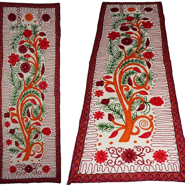 29 Wall hanging boho wall tapestry Handmade Table runner vintage floral pot embroidery Indian beautiful wall decoration art