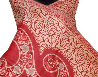 Red Shawl stole wrap couch throw Indian pashmina cashmere floral embroider women fashion noble shawl gift for her 80"