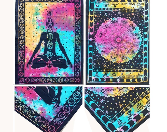 Psychedelic Boho Seven Chakras Meditation Yoga Astrology Wall Hanging Horoscope Zodiac Hippie Tapestry