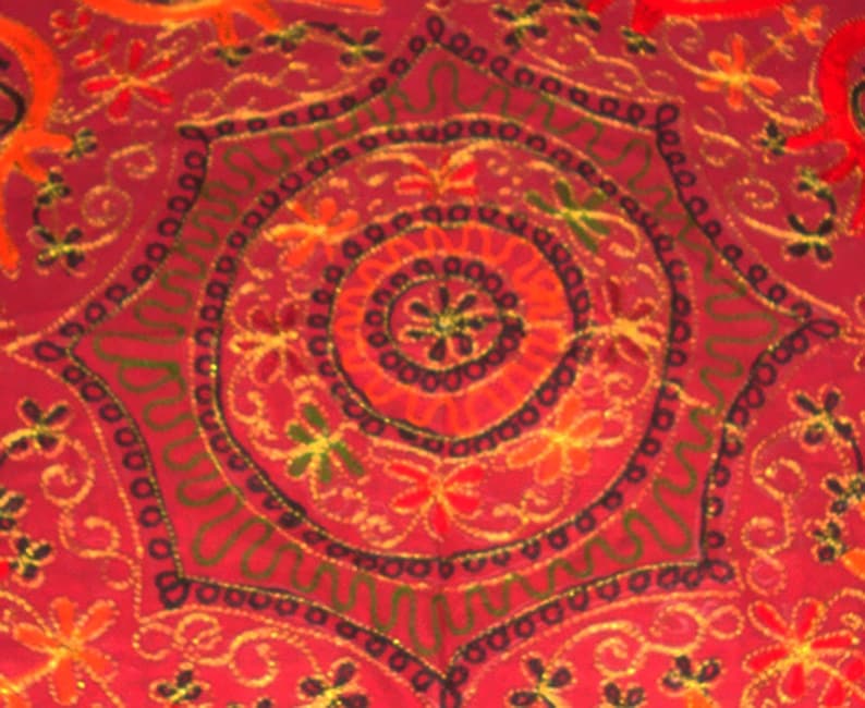Bedspread bedsheet bedcover throw Indian antique handmade peacock elephant embroider home decor 93
