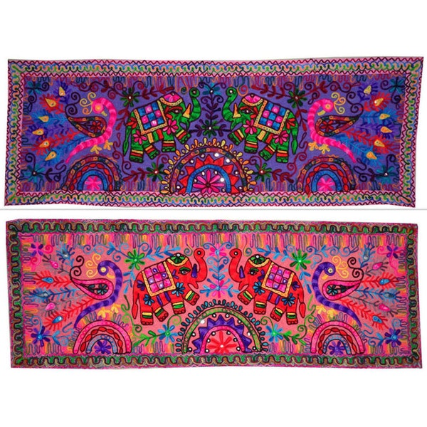 Handmade embroidery bohemian floral zypsy wall tapestry home décor Indian wall hanging table runner