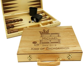Backgammon Set - Custom Wood Game Board Engraved for Mother, Father, Housewarmings, Anniversary, Wedding Gift