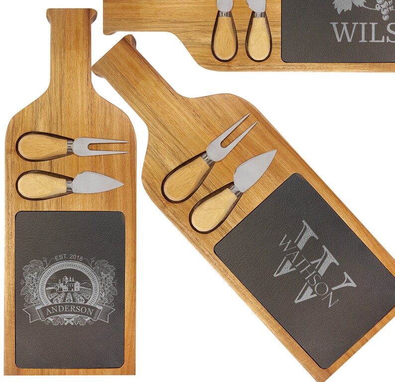Personalized Cutting Board With Slate Custom Engraved Acacia Etsy