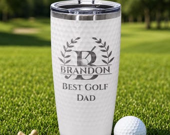 Personalized Golf Ball Dimple Tumbler, Engraved Golf Gift for Dad