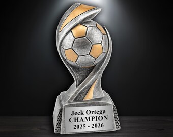 Custom Soccer Champion Trophy, Personalized Team Award, Gold Silver Name Plates