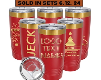 Personalized 20oz Tumbler, Gold Engraved Stainless Steel, Bulk Logo Customization